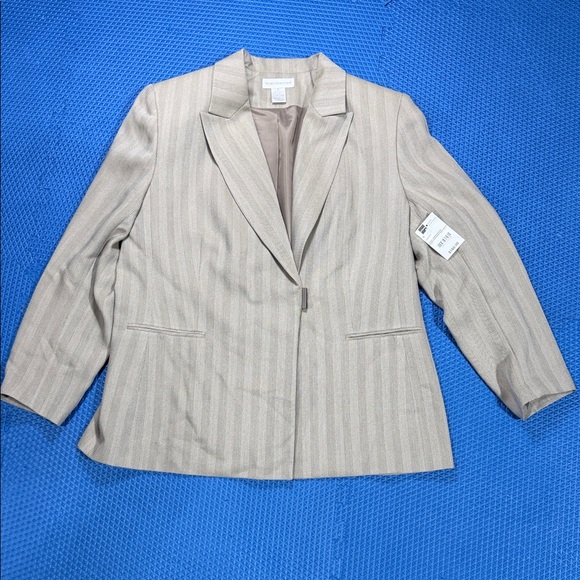 Worthington Jackets & Blazers - Worthington Sand Herringbone Pinstripe Blazer and Skirt Suit NWT